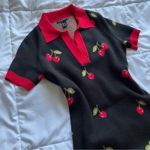 Cherry, Black Knit Dress